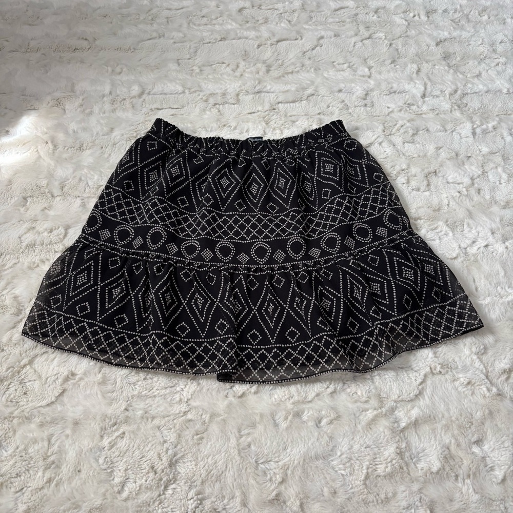 Madewell Women's Size XS Black Carvan Printed Flowy Mini Skirt